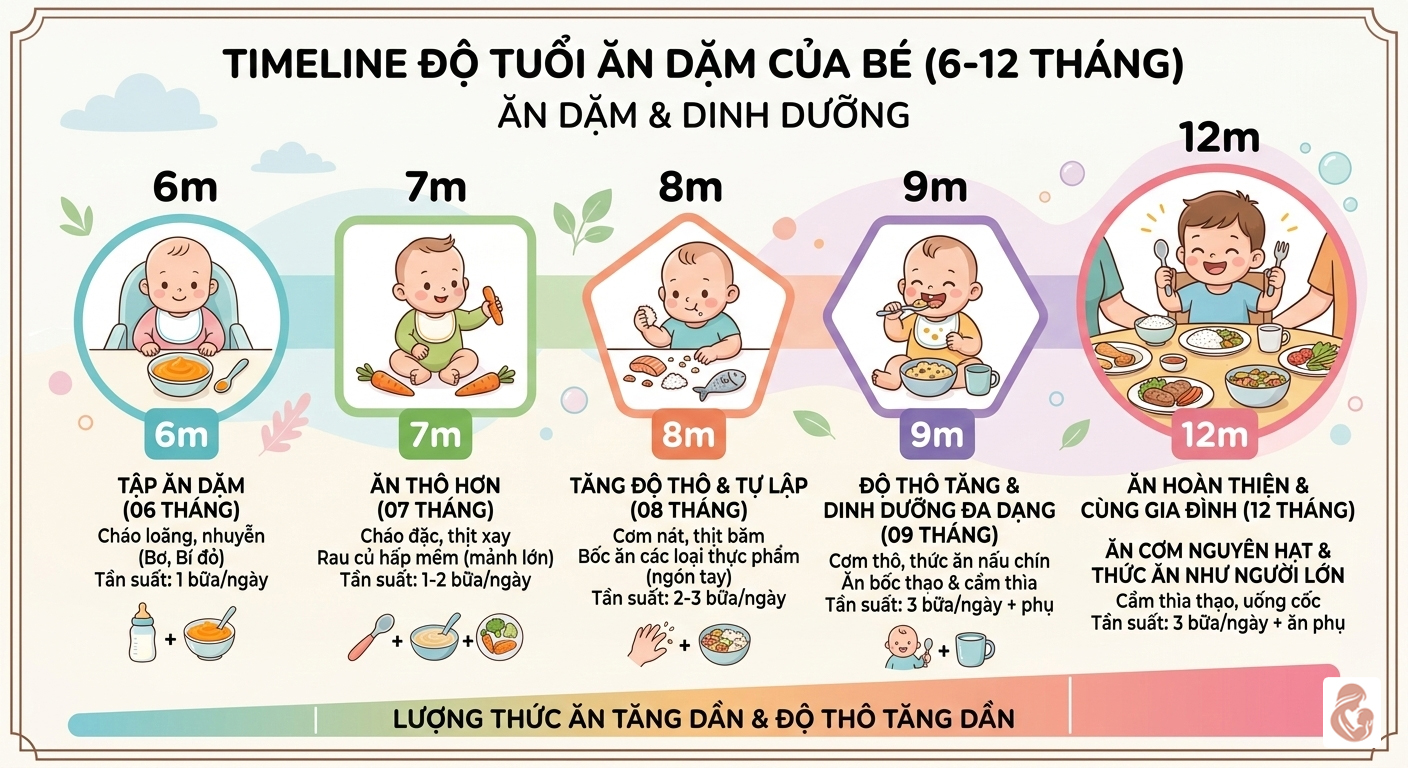 bảng thời điểm ăn dặm theo tháng tuổi