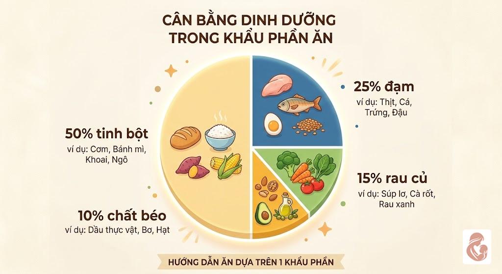 Tỷ lệ khẩu phần ăn dặm chuẩn cho bé 6-12 tháng